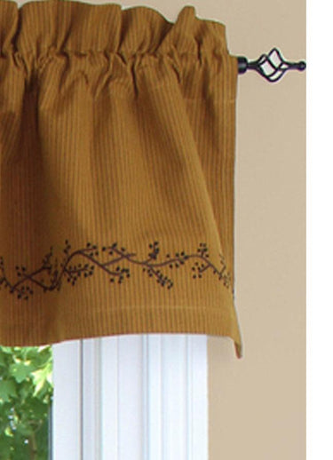 Primitive Ticking Mustard Valance VL236204E - The Fox Decor